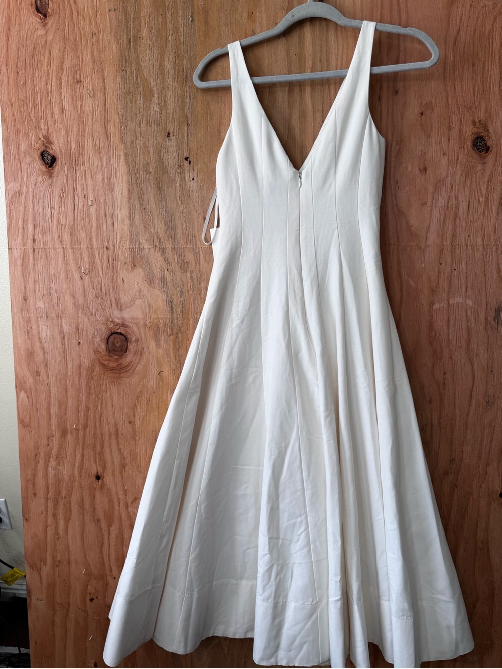 STAUD White V-Neck Midi Dress - Picture 6 of 8